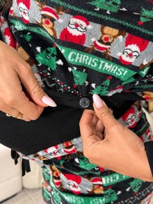 SHEIN Maternity Christmas Print Top And Pants Lounge Set 2pcs Deer Winter Coat Christmas Fall - Multicolor - View 8