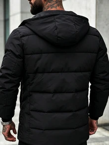 Manfinity Homme Halloween, Christmas, New Year, Gift Men's Long Sleeve Zip-Up Hooded Winter Jacket - Black - View 5