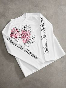 NEOREFINED Men's Letter & Floral Print Crew Neck Casual Long Sleeve T-Shirt - Multicolor - View 2