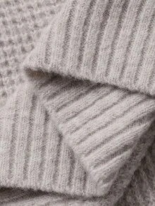 Livesso Sweater Rajut Pullover Wanita Gaya Kasual Bisnis Longgar Musim Gugur Musim Dingin, Warna Solid Serbaguna, Bagian Depan Setengah Terbuka, untuk Tahun Baru, Natal, Pernikahan - Grey - View 7