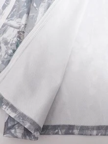 SHEIN 兒童青少年女孩休閒新款秋冬時尚葉子迷彩印花長袖拉鍊外套與長褲2件套，返校季，秋季服飾，冬季服飾，開襟外套套裝，青少年女孩套裝 - 淺灰色 - 查看 13