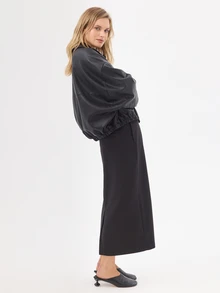 KÆRIA Hus Avslappnad PU-jacka med knappar – texturerad läderlook – svart – oversized, utility, minimalistisk - Svart - Visa 5