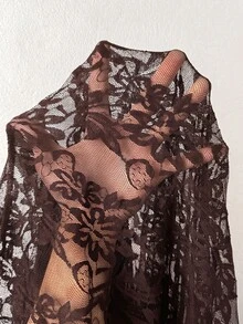 Coolane 女款大尺碼秋冬優雅性感派對晚宴正式度假外出夜店 Y2K Gyaru 風格蕾絲荷葉邊蝴蝶結棕色長大衣，萬聖節適用 - 咖啡棕 - 查看 8