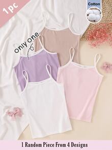 SHEIN 4件組隨機款 冬季青少年女孩柔軟舒適背心上衣，粉色、白色、卡其色、紫色，可當內搭或外穿，可愛寬鬆款 - 彩色 - 查看 8