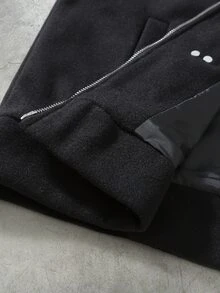 STYNVO Men's Patchwork PU Leather Lapel Long Sleeve Zipper Front Jacket - Black - View 7