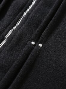 STYNVO Men's Patchwork PU Leather Lapel Long Sleeve Zipper Front Jacket - Black - View 6