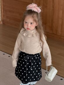 DAZY Infant/Toddler (Girl) Round Neck Ruffle Trim Casual Long Sleeve Spring/Autumn Top - Apricot - View 7