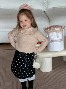 DAZY Infant/Toddler (Girl) Round Neck Ruffle Trim Casual Long Sleeve Spring/Autumn Top - Apricot - View 4