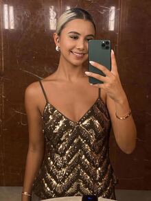 Livesso Women's Summer Fashion Sequin Camisole - Gold - View 7