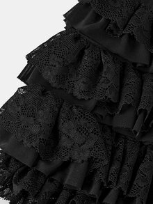 Maija Kids Maija Kids Tween Girl Balletcore Sweet Bow Kawaii Mesh Contrast Lace Ruffle Trim Elistic Waist Micro Mini Shorts Summer Shorts Beach Holiday - Black - View 5