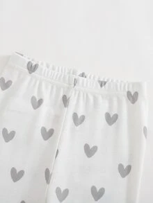 Cozy Pixies Baby Girl Knitted Cartoon Kitten & Heart Pattern Casual T-Shirt And Long Pants Loungewear 2 Pieces Set - Multicolor - View 5