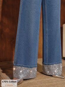 Anewsta Women's Casual Everyday Denim Jeans With Pockets And Buttons - Blue - View 1