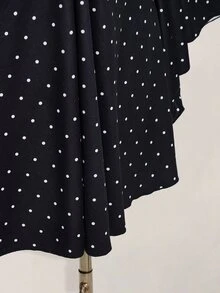 SHEIN ICON Plus Size Polka Dot Bell Sleeve V-Neck Ruched Bust A-Line Dress Fall - Multicolor - View 8