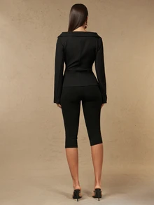 Silquee This Black, Long-Sleeved Blazer For Women Features A "New Chinese Style" Aesthetic With Traditional Frog-Button Closures. Blending A Cool, Edgy Vibe W - Black - View 11