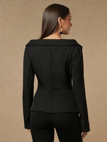 Silquee This Black, Long-Sleeved Blazer For Women Features A "New Chinese Style" Aesthetic With Traditional Frog-Button Closures. Blending A Cool, Edgy Vibe W - Black - View 7