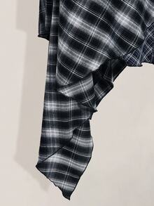 SHEIN ICON Plus Size Vintage Plaid Y2K Asymmetrical Hem Patchwork Skirt - Multicolor - View 6