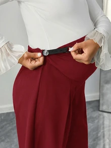 Momance Adjustable Waist Maternity Casual Daily Wear Long Pants Fall - Red - View 4