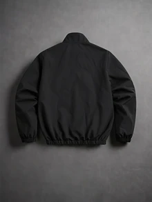 PAVTROS Men's Contrast Color Letter Print Zip-Up Stand Collar Long Sleeve Jacket - Black - View 2