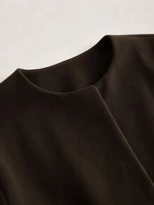 Celisse جاكيت نسائي عادي بأكمام طويلة سميكة بفتحة أمامية مفتوحة وياقة دائرية متعدد الاستخدامات كاجوال للتنقل - بني - مشاهدة 5