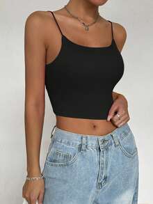 SHEIN Unity Women's Metal Buckle Padded Cami Top - Black - View 3
