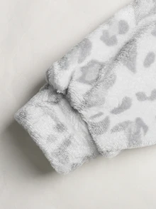 SHEIN 青少年女孩休閒印花抓絨連帽外套大衣，秋冬外套，返校季，學院風 - 灰色 - 查看 8