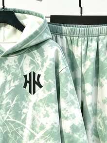 Tween Boys Gradient Denim Effect-Effect Logo‑Print Hoodie & Matching Jogger Pants 2‑Piece Streetwear Outfit - Multicolor - View 7