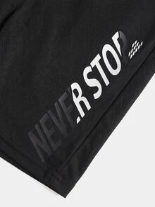 SHEIN Kids Tween Boy Bright Color Stand Collar Half-Zip Long Sleeve Pants Comfortable Sportswear - Black and White - View 4