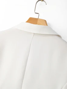 GlowEve CURVE Plus Size Women's White Lapel Double-Breasted Button Short Blazer, Elegant Business Casual Stylish Fall Commute Work Office Semi Formal Date Party - White - View 4