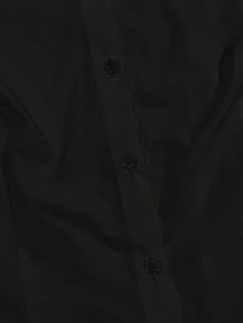IslaSuriya 女士纯色翻领单排扣休闲百搭通勤长袖衬衫 - 黑色 - 查看 4