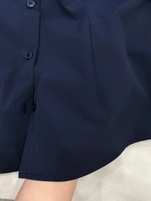 IslaSuriya 女款素色休閒百搭日常穿著襯衫 - 藏蓝色 - 查看 5