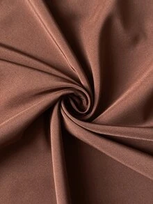 Auvina Plus Size Cinched Waist Buckle U-Neck Flare Skirt Coffee Color Vintage Elegant Dress Fall - Chocolate Brown - View 7
