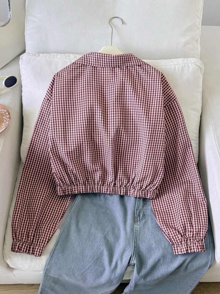 SHEIN Teen Girl Long Sleeve Fleece Fall Clothes Autumn Casual Daily Premium School Commute Ins Style Versatile PU Leather Turn Collar Loose Jacket Coats - Red - View 3