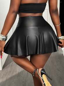 BamGleam Women'S Skort With Ruffle Hem - Black - View 3