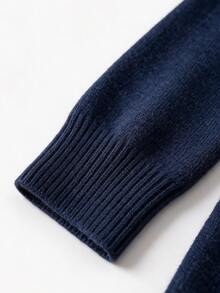 Penseblé New Chinese Style Elegant Retro Button Pocket Long Sleeved Design Women's Sweater Dress, Suitable For Dinner Dates, Women's Autumn Outfits - Navy Blue - View 8