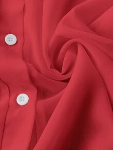 Franclia 新年衣服基本款透明纯色领衬衫 - 紅色 - 查看 6