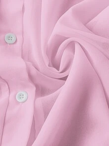 Franclia 기본 솔리드 반투명 칼라 심플 셔츠 - 핑크 - 보기 5