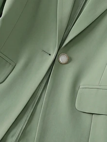 Franclia Commuter Style Fashion Versatile Slim Fit Bowknot Apricot 3/4 Sleeve Lightweight Blazer, Spring/Summer Apricot Women's Blazer, Elegant Spring Coat, Women's Business Casual Wear, Exquisite Spring Blazer, Women's Blazer, Business Casual Women's Wear, Office Women's Wear, Teacher Outfit, Autumn Women's Wear, Autumn Women's Blazer, Elegant Women's Blazer - Green - View 5