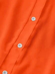 Franclia Transparent Plain Lapel Minimalist Shirt Clothes For University Fall Cloth For Women - Burnt Orange - View 4