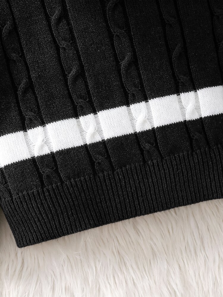 SHEIN Tween Boy Casual Korean Kids Style College Crew Neck Sweater Color Block Suitable For Commuting School Daily Casual Outings Sports Autumn/Winter - Multicolor - View 8