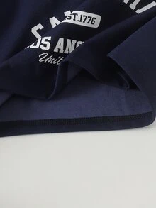 SHEIN 女童 2 件套：假領長袖字母印花運動衫 + 蝴蝶結寬腿褲，柔軟休閒運動套裝，圖案上衣搭配寬鬆長褲，時尚日常上學穿著，適合春秋季 - 藍色 - 查看 5