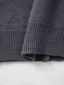 SHEIN 女款抽繩連帽針織開襟外套，秋季鈕扣前襟休閒毛衣 - 深灰色 - 查看 4