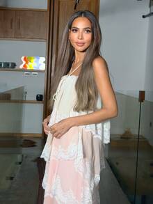 Alya Khalil WOMEN'S OMBRE LAYERED ROMANTIC DRESS, SPRING/SUMMER - Baby Pink - View 3