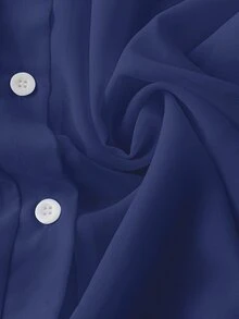 Franclia Camisa básica minimalista de cuello en pico transparente y llana - Azul - Ver 6