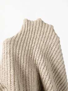 SHEIN Waterfall Collar Drop Shoulder Cardigan - Apricot - View 4