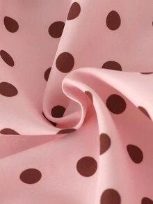 SHEIN Genkimix Kids 2件組女童春秋新款防風布料酒紅波點休閒時尚蝴蝶結緞帶裝飾立領前開拉鍊上衣與休閒長褲可愛甜美套裝 - 粉色 - 查看 8