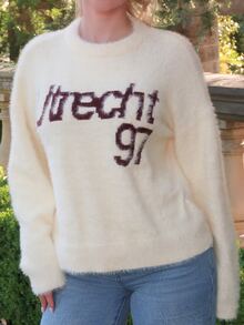 Turnttoni Graphic Slogan Knit Drop Shoulder Fluffy Knit Jumper Spring Girly Day Cute Casual Sweet Pea Spring - Multicolor - View 5