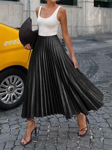 CLARA VERO Women's Pleated Skirt - Black - View 1