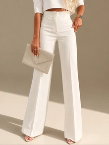 CLARA VERO High Waist Flare Leg Pants - White - View 5