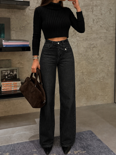 CLARA VERO Blugi de damă, casual, largi, cu buzunare, versatili