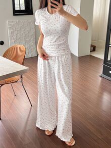 Livesso Conjunto de pijama casual y cómodo para mujer, de verano - Rosa - Ver 3